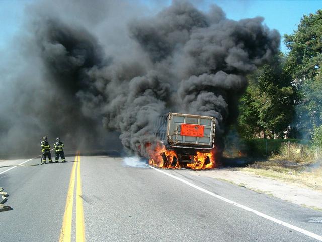 Truck Brakes on Fire 7-8-04